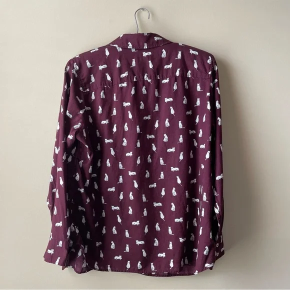 Talbots petite burgundy cat lady blouse size 1XP - Picture 2 of 6